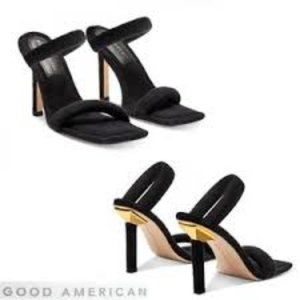 New: Good American Black Terry Strappy Heels Size 9 &10